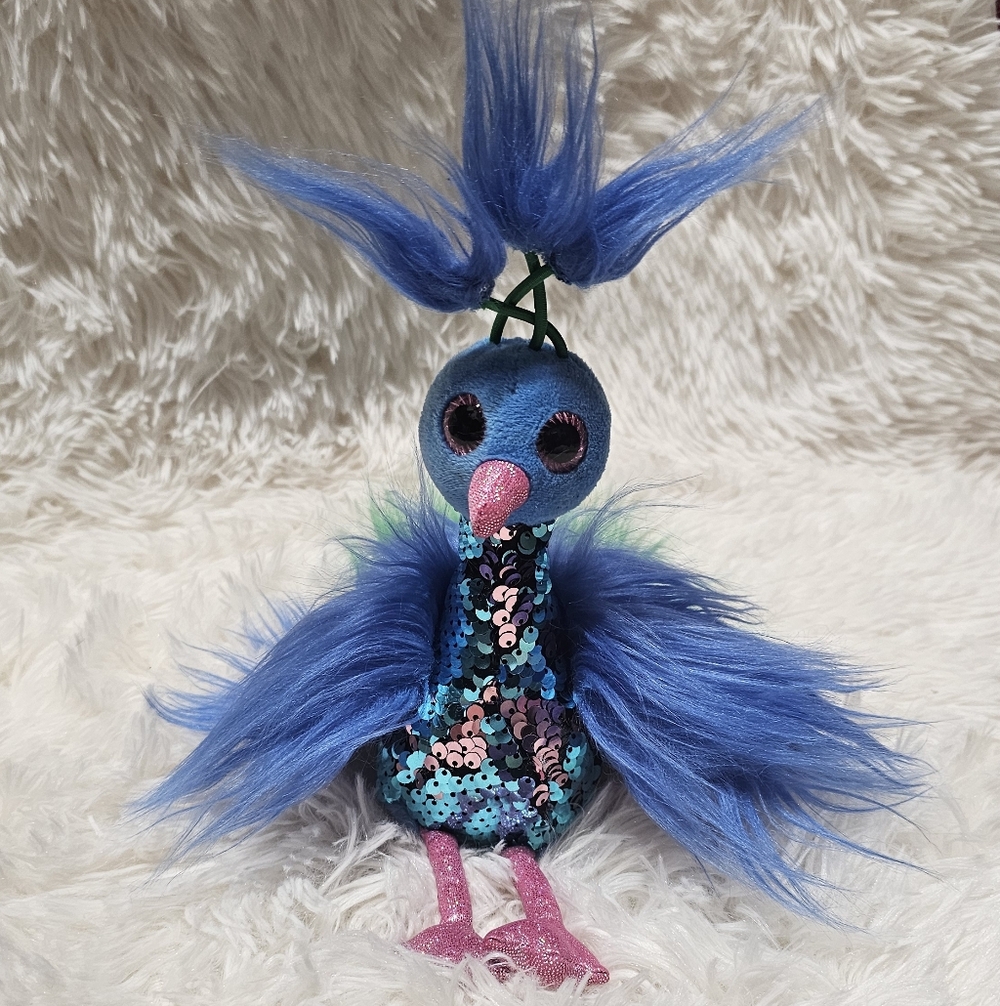 Bling Peacock Toy Plush Pink Blue Color Change Sequin Bird Stuffed Animal